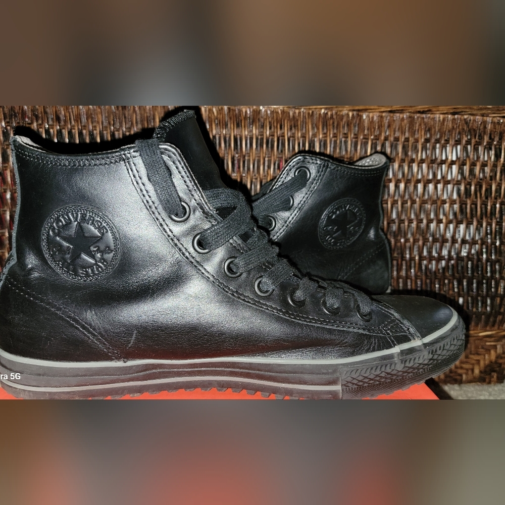 Converse Black Leather High-Tops